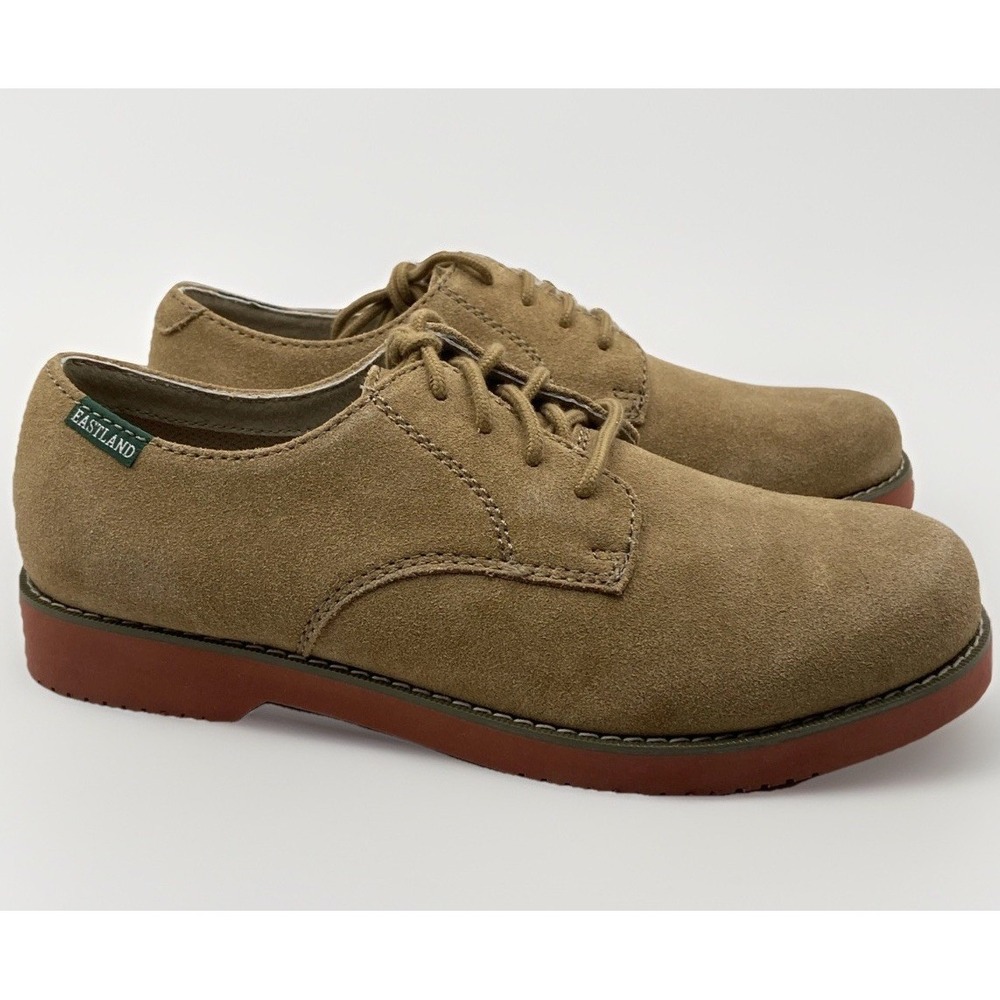 Eastland Buck Suede Derby Shoes Men 8D Taupe Casual Rubber Sole 7608-59